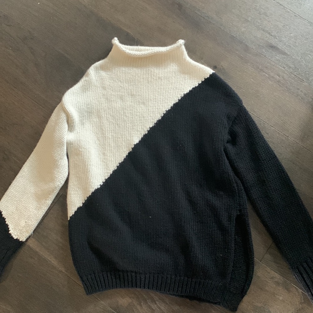 Zara Colourblock Mock Neck Sweater